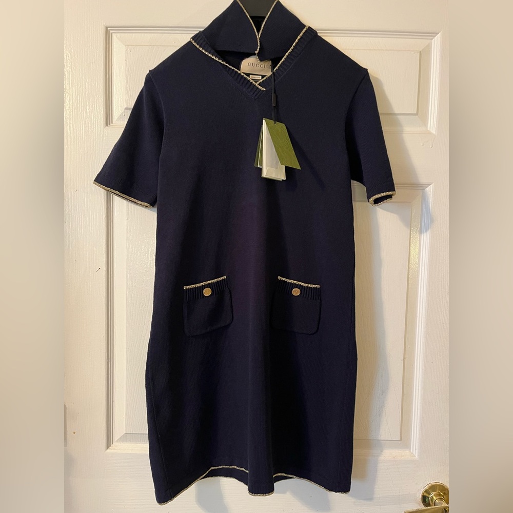 Authentic Gucci knit Cotton Blend Polo Dress size M